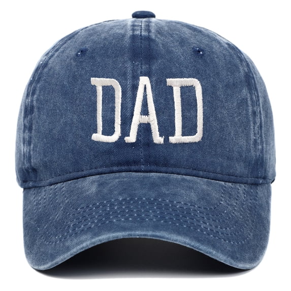 DAD Embroidered Baseball Cap, Distressed Washed Cotton Dad Hat for Father's Day Gift, Casual Adjustable Cap for Men's Daily Wear and Street Style-Navy
