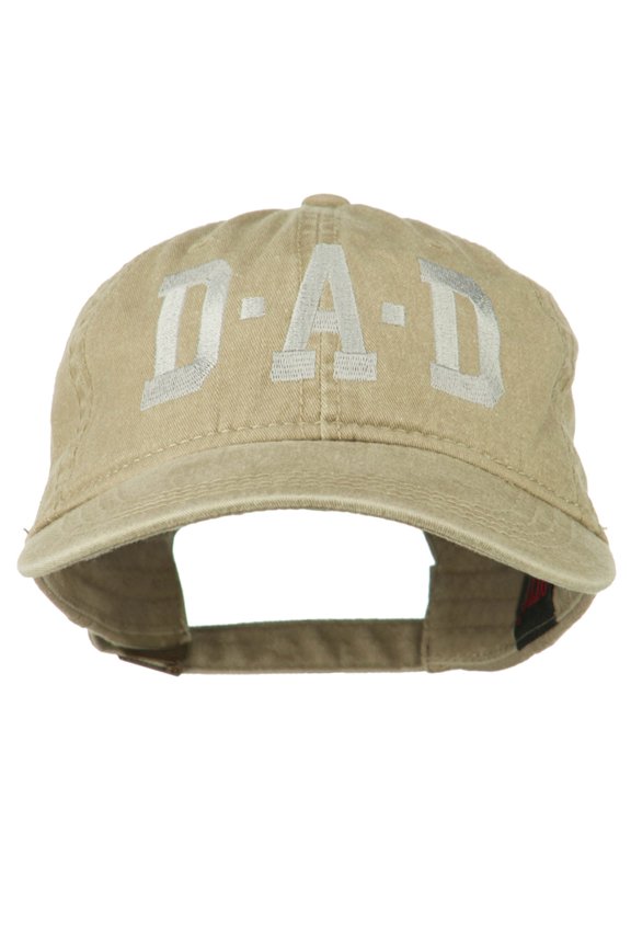 DAD Grey Letter Embroidered Washed Cotton Cap - Khaki OSFM