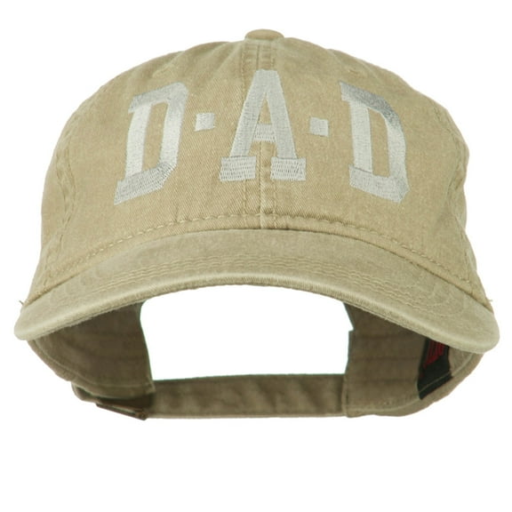 DAD Grey Letter Embroidered Washed Cotton Cap - Khaki OSFM