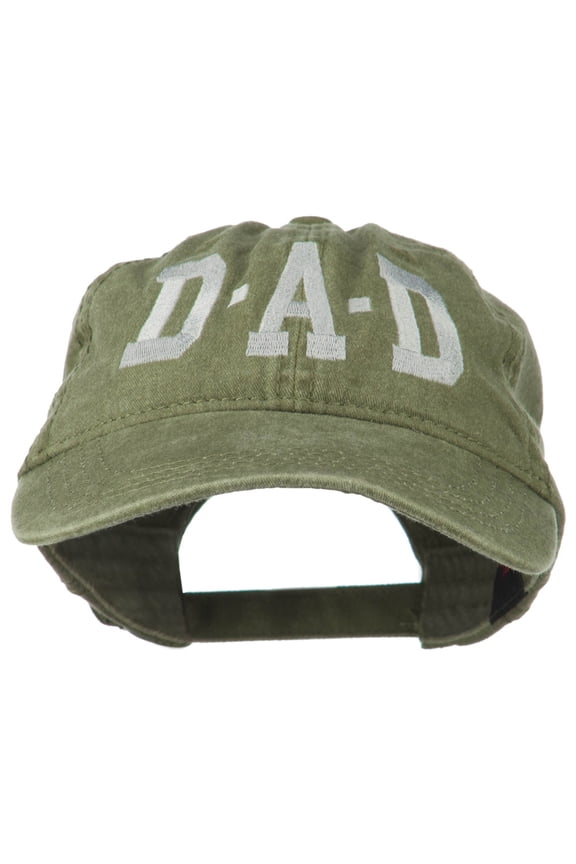 DAD Grey Letter Embroidered Washed Cotton Cap - Olive Green OSFM
