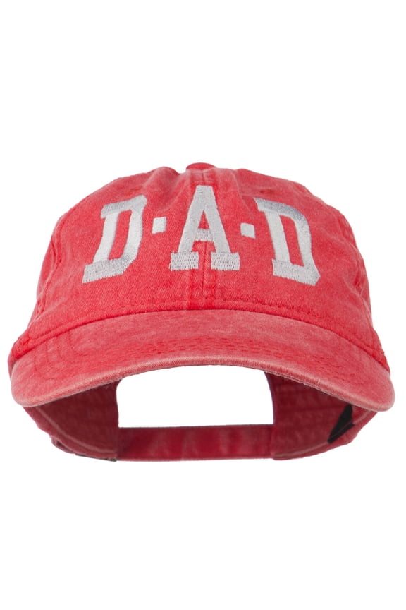 DAD Grey Letter Embroidered Washed Cotton Cap - Red OSFM