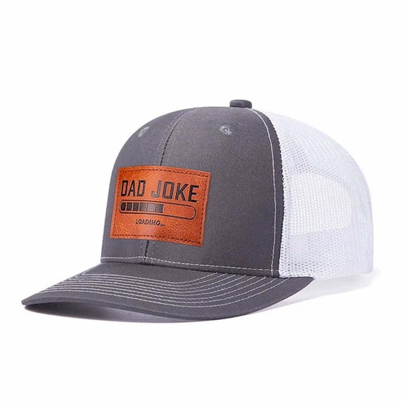 DAD JOKE LOADING...Letter leather label pattern, suitable for travel and casual outfits, breathable outdoor baseball cap for men, adjustable