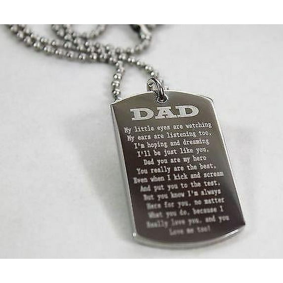 DAD, MOM, SISTER, BROTHER MESSAGE SPECIAL NECKLACE POEM DOG TAG STAINLESS STEEL