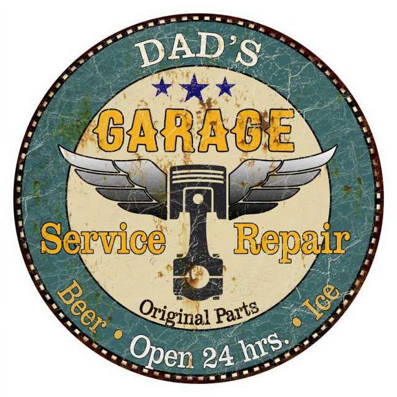 DAD'S Garage 14" Round Metal Sign Man Cave Home Wall Decor 100140027002