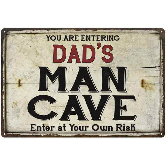 DAD'S Man Cave Sign Rustic Garage Decor Gift 8x12 Metal 208120035002