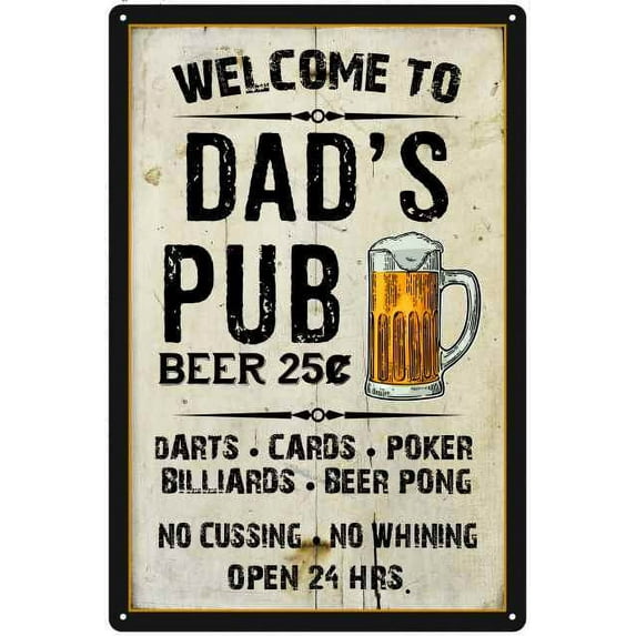 DAD'S Pub Sign Vintage Man Cave Bar 8 x 12 High Gloss Metal 208120028002