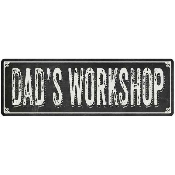 DAD'S WORKSHOP Shabby Chic Black Chalkboard Metal Sign 6x18 Decor 106180050059