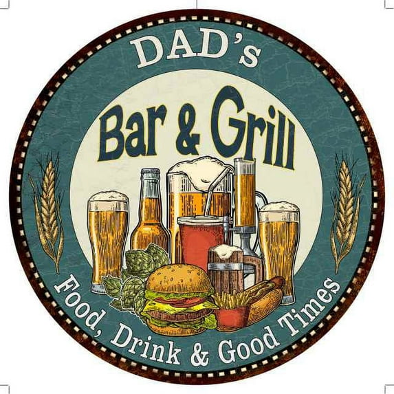 DAD's Bar and Grill 14" Round Metal Sign Kitchen Wall Decor 100140023501