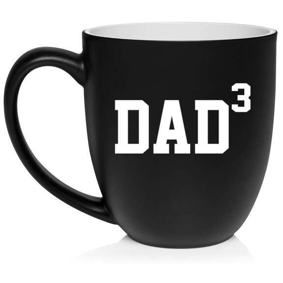 DAD x3 Cubed Father of 3 Ceramic Coffee Mug Tea Cup Gift for Him, Gift For Dad, Gift For Father (16oz Matte Black)