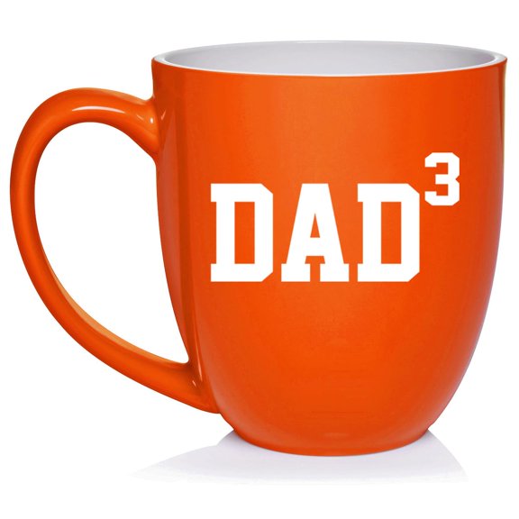 DAD x3 Cubed Father of 3 Ceramic Coffee Mug Tea Cup Gift for Him, Gift For Dad, Gift For Father (16oz Orange)