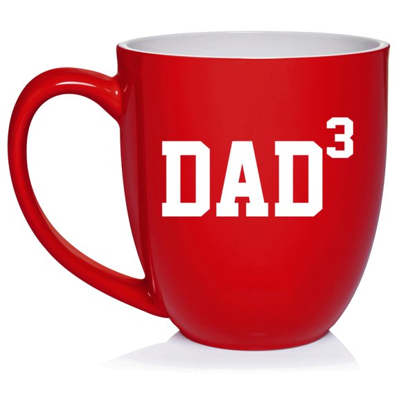 DAD x3 Cubed Father of 3 Ceramic Coffee Mug Tea Cup Gift for Him, Gift For Dad, Gift For Father (16oz Red)