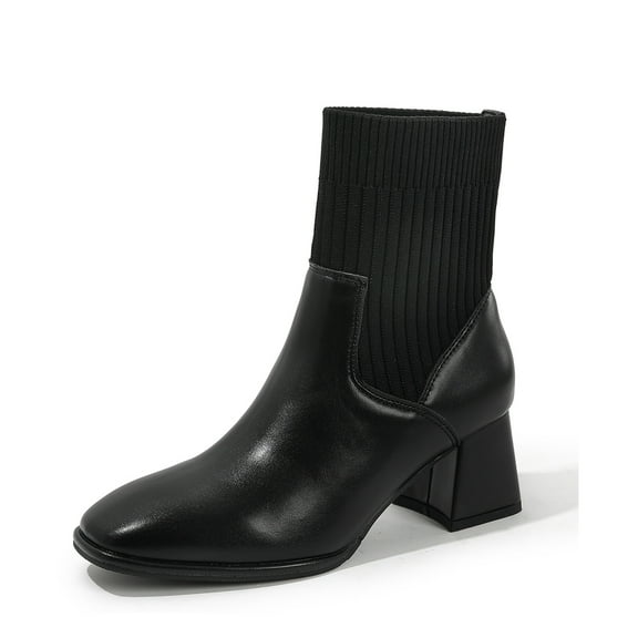 DADADWEN Chelsea Block Heel Boots for women Black 7US