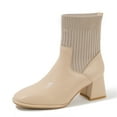thumbnail image 1 of DADADWEN Chelsea Block Heel Boots for women Khaki 6.5US, 1 of 6