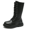 thumbnail image 1 of DADAWEN Black Girls Riding Boots Fashion Knee-High Boots for 11 Little Kid, 1 of 5