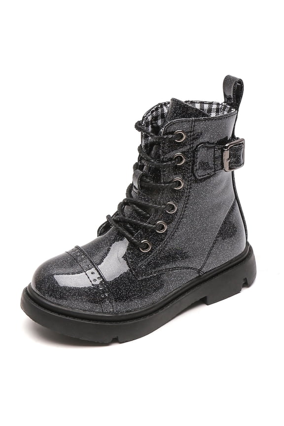 Boys Girls Combat Boots Kid Unisex Ankle Boots Shoes Black 10 Toddler