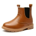 thumbnail image 1 of DADAWEN Boy's Ankle Boots Side Zipper Waterproof Chelsea Boots Brown 3 M Little Kid, 1 of 5