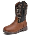 thumbnail image 1 of DADAWEN Boys Cowboy Boots Stylish Kids Mid-Calf Boots Brown 1 Little Kid, 1 of 6