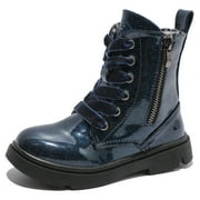 DADAWEN Boys Girls Ankle Boots Combat Boots Waterproof Boots with Side Zipper Pearl Blue 10 Toddler