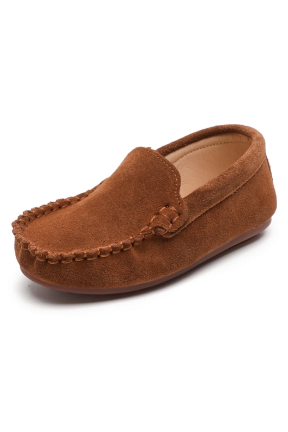 Boys Slip On Loafers Dress Shoes Comfortable Suede Moccasin Flats 2 Little Kid