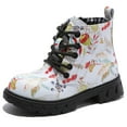 thumbnail image 1 of DADAWEN Boys Girls Combat Boots Ankle Boots Waterproof Boots Lace Up With Side Zipper White US Size 6 Toddler, 1 of 5
