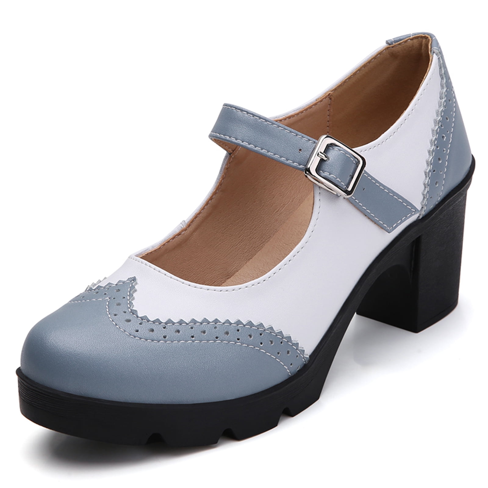 Mary Jane Con Tacco PAUVADAY Donna's Platform Mary Janes Chunky Heel Ankle Fibbia Pumps Mary Jane Basse Donna - 7