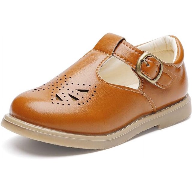 DADAWEN Girl's Classic Mary Jane Flats School Uniform Shoes Dress Shoes