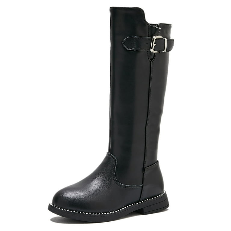 【PORTERNA】Stay padded boots DADAWEN Girls Black Knee High Boots Waterproof Leather Faux