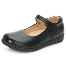 DADAWEN Girls Black School Uniform Dress Shoes Mary Jane Flats for Little Kid Size 11 Little Kid