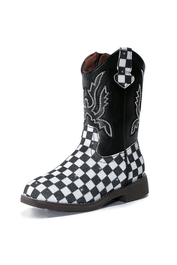 Girls Boots Stylish Kids Mid-Calf Boots Black 10 Toddler