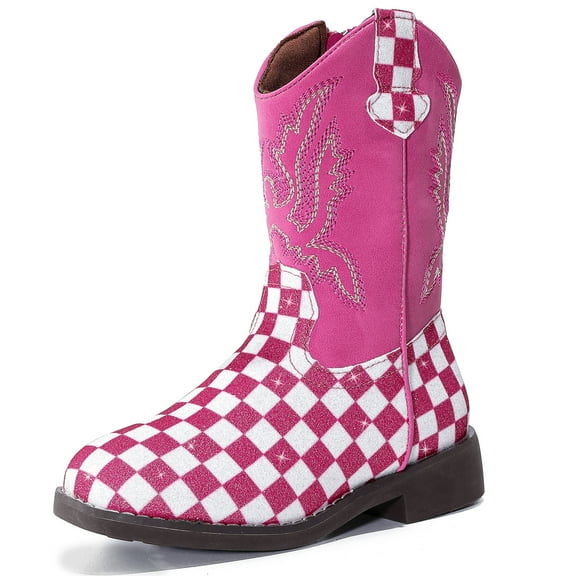 DADAWEN Girls Boots Stylish Kids Mid-Calf Boots Pink 2.5 Little Kid