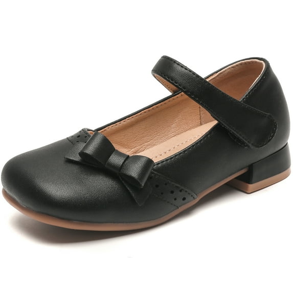 DADAWEN Girls Dress Shoes Mary Jane Low Heel Shoes for Toddlers Perfect for Weddings Parties and School Black Size 10