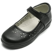 DADAWEN Girls Mary Jane Flat School Uniform Shoes Black Dress Shoes for Kid 12 Little Kid