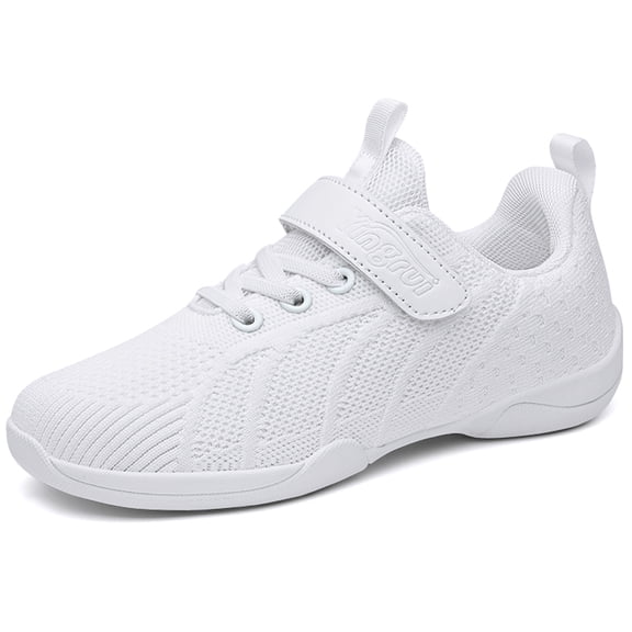 DADAWEN Girls Wihte Cheerleading Shoes Dance Fitness Training Athletic Cheer Sneakers for 1 Little Kid