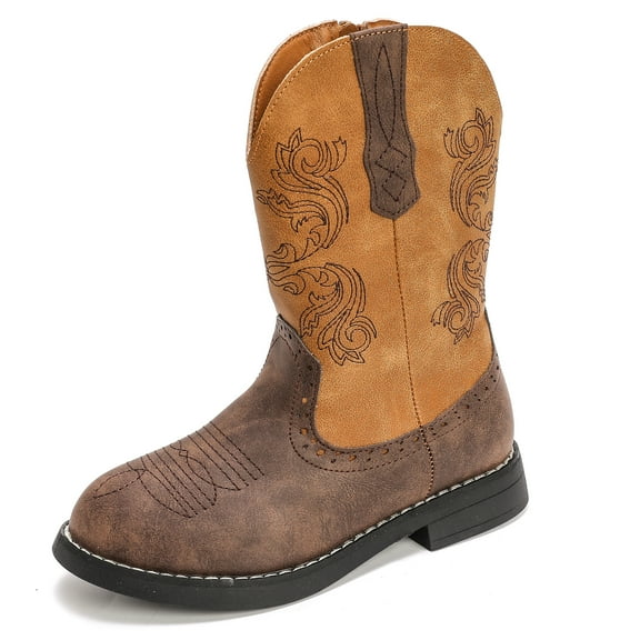 DADAWEN Kid Western Boots Girls Light Brown Cowboy Boots for 1.5 Little Kid