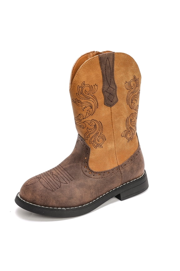 Kid Western Boots Girls Light Brown Cowboy Boots for 2.5 Little Kid