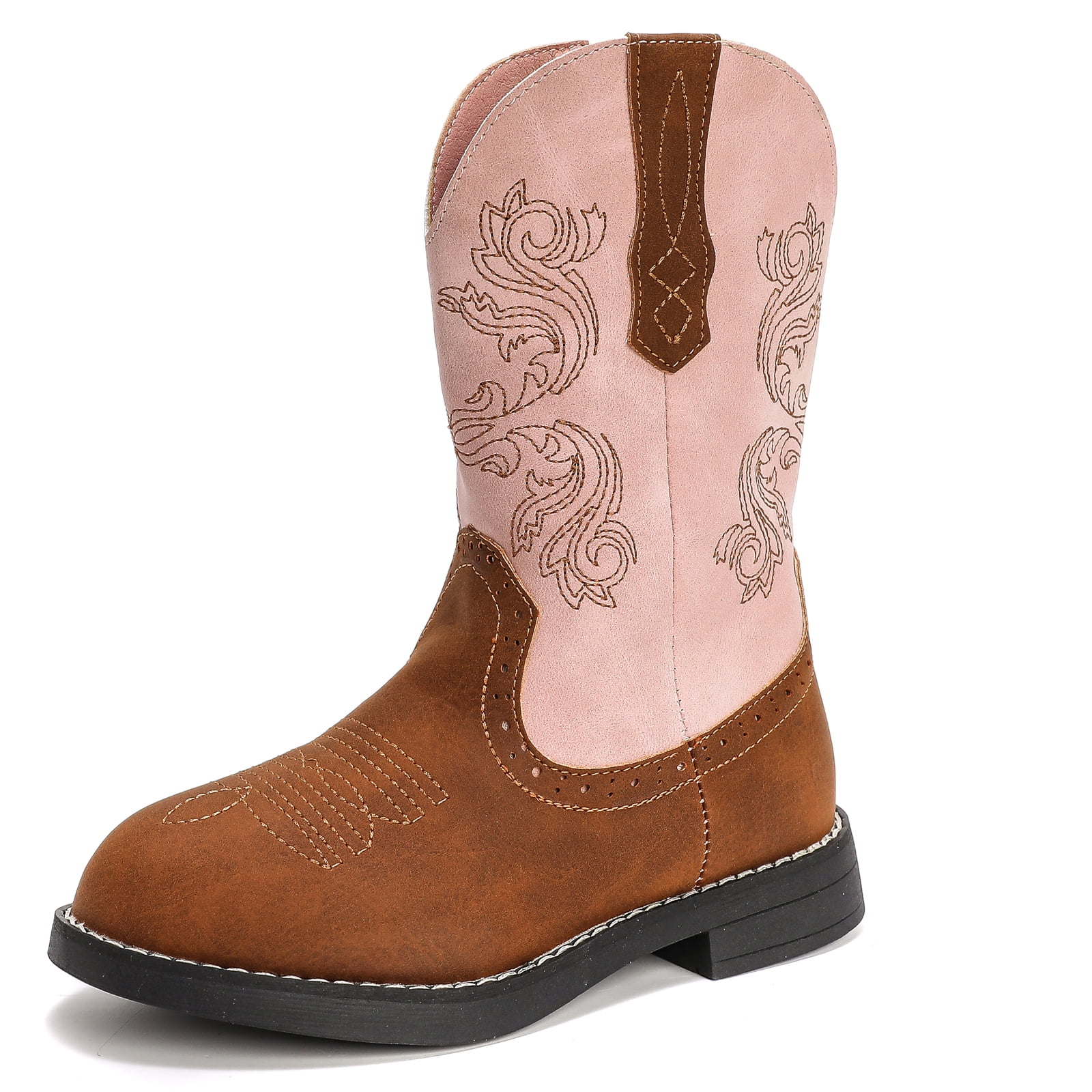 DADAWEN Kid Western Boots Girls Pink Cowboy Boots for 11 Little Kid