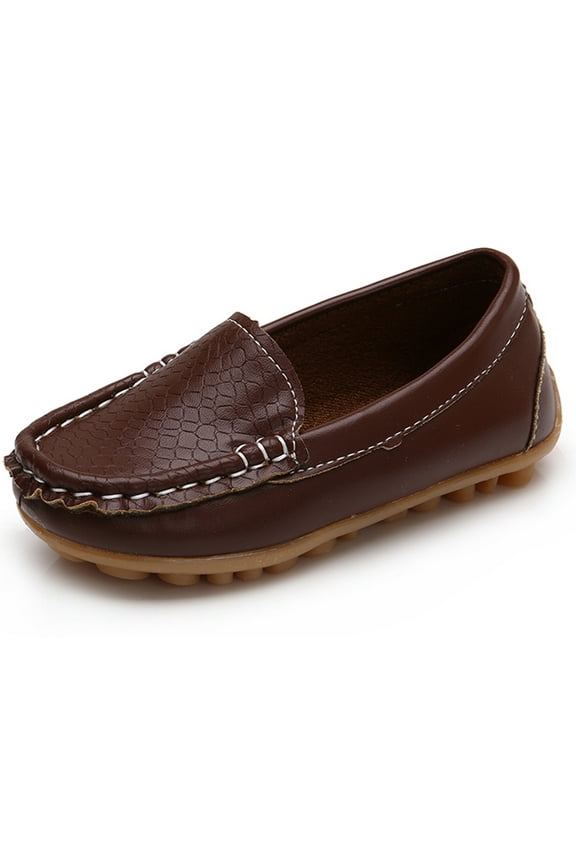 Boys Soft Split Leather Slip-On Loafer Dress Shoes 9.5 Size