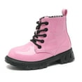 thumbnail image 1 of DADAWEN Toddler Boys Girls Combat Boots Waterproof Ankle Boots With Side Zipper Pink/Glossy leather 13 Little Kid, 1 of 6