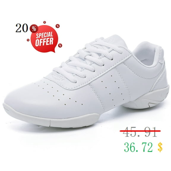 DADAWEN White Cheerleading Shoes for Girls Athletic Training Sneakers Competition Sport Shoes Size 4.5 Kids