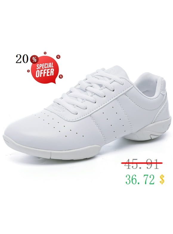 DADAWEN White Cheerleading Shoes for Girls Athletic Training Sneakers Competition Sport Shoes Size 4.5 Kids