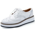 thumbnail image 1 of DADAWEN Women's Flats Platform Shoes Oxfords Casual Shoes White 7.5 US, 1 of 6