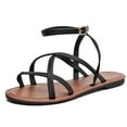 thumbnail image 1 of DADAWEN Women Ankle Strap Sandals Flat Thin Summer Casual Black7 US, 1 of 4