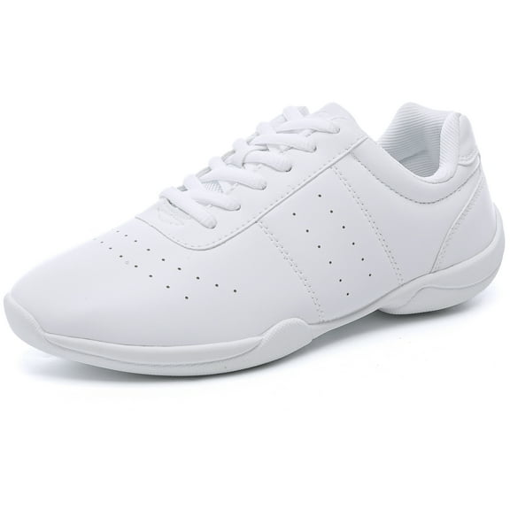 DADAWEN Women Cheerleading Shoes White Sneakers Training Competition Shoes Breathable for 5.5 US