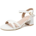 thumbnail image 1 of DADAWEN Women Chunky Sandals Open Toe Heels White Sandals Ankle Strap 5 US, 1 of 5