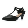 thumbnail image 1 of DADAWEN Women Closed Toe Kitten Heels T-Strap Mary Jane Dress Shoes Black 7.5 US, 1 of 6