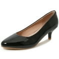 DADAWEN Women's Pumps Kitten Low Heels Round Toe Comfortable Wedding