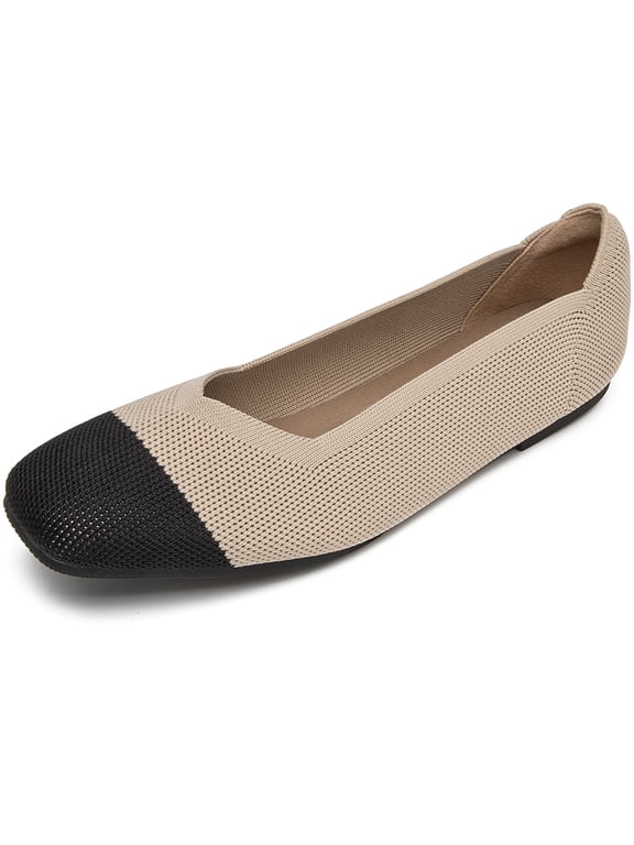 Women's Slip on Ballerina Flats Round Toe Textile Dress Shoes Comfortable Cap-Toe Ballet Flats 8US