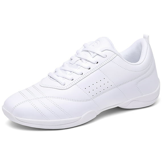 DADAWEN Women's Cheer Shoes White Sneakers Training Competitions Dancing Shoes for 6 US