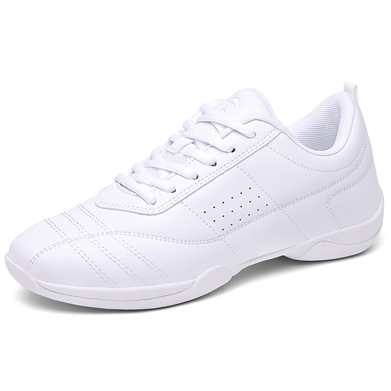 DADAWEN Women's Cheer Shoes White Sneakers Training Competitions Dancing Shoes for 7.5 US