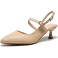 thumbnail image 1 of DADAWEN Women's Closed Pointed Toe Low Heels Slingback Pumps Kitten Heels Stylish Nude Wedding Party Prom Dress Shoes 8 US, 1 of 5